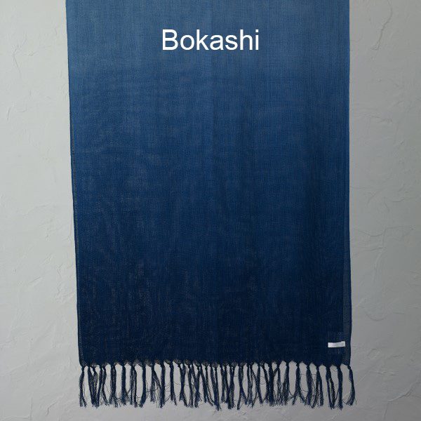 Aizome indigo-dyed cotton stole - Natural indigo dye, 100% cotton, Murata Senko